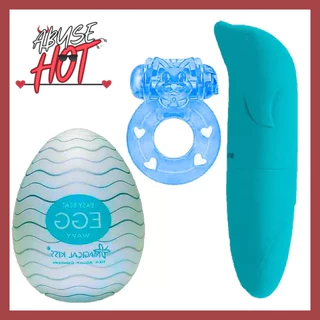 KIT Ovo Masturbador Masculino Vibrador Feminino Ponto G Golfinho + Anel Peniano Com + Vibrador Flexível SexShop Sex Shop