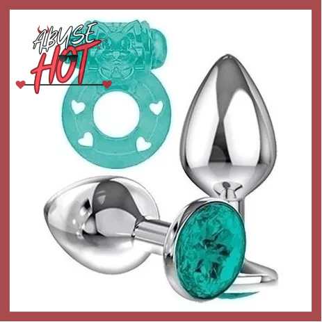 Kit Sex Shop Plug Anal Aco Inox + Anel Peniano Vibrador Penis Sexy