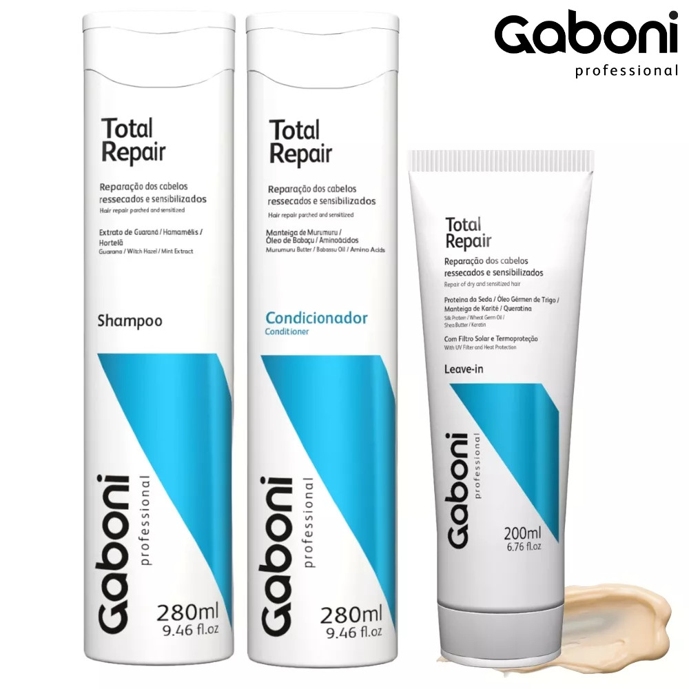 Kit Reparação e Nutrição Imediata Shampoo + Condicionador + Leave-in Sem Enxágue Total Repair