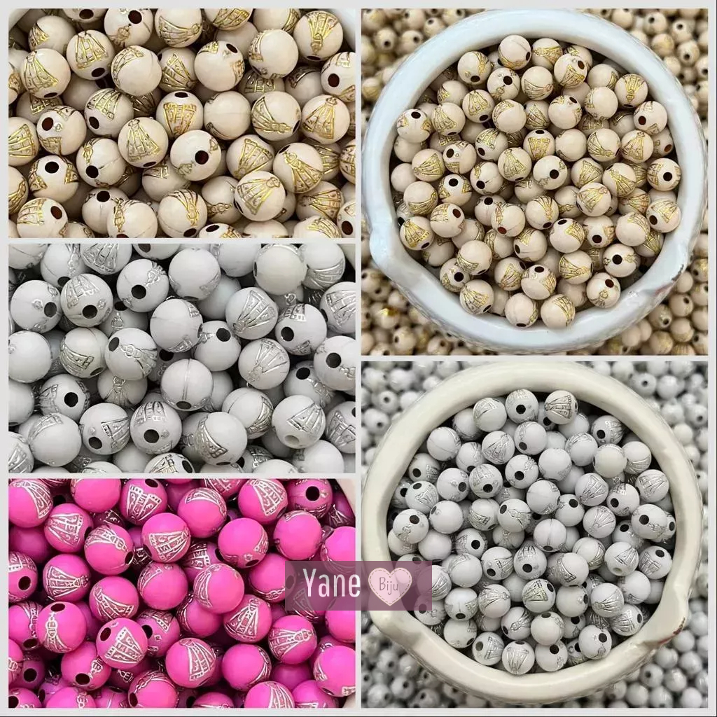 Bola Nossa Senhora Aparecida 8mm 60 ou 120 Unidades | Miçangas para Artesanato