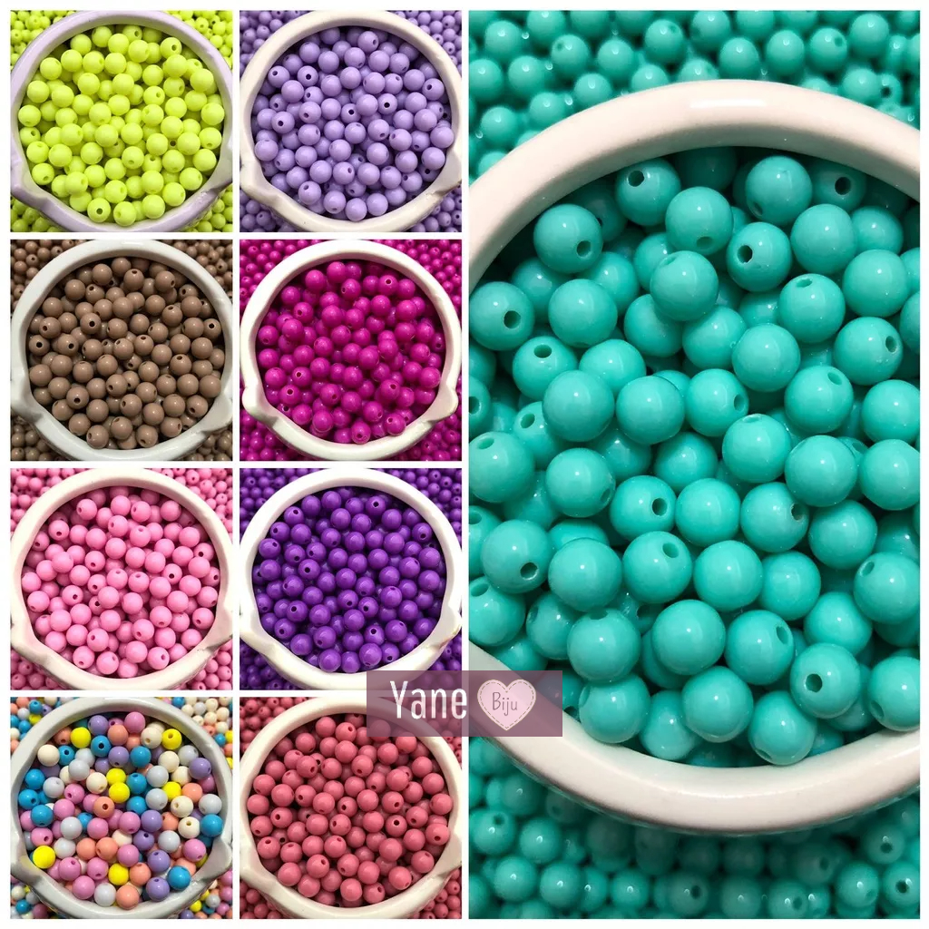 Miçanga Bola leitosa 8mm *60 Unidades* VÁRIAS CORES* para Artesanato