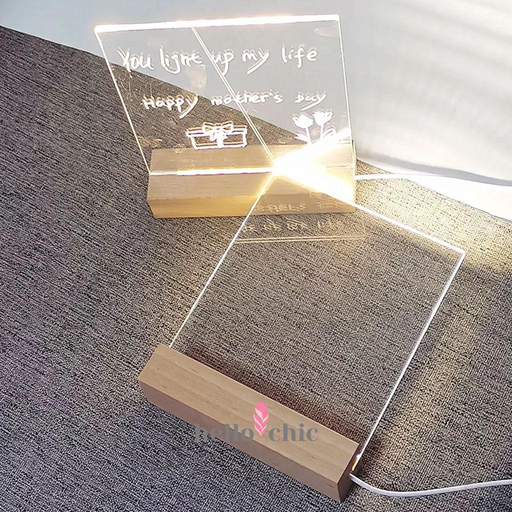 Luminária Lousa Recado 3d Tela Escrever Decoração Criativa Placa Mensagem Caneta Led Mesa