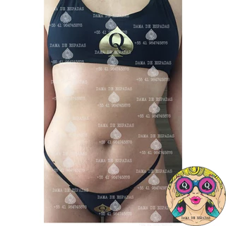 Conjunto fetiche Crooped+Calcinha preto com Dourado Dama de Espadas Mulher de Corno