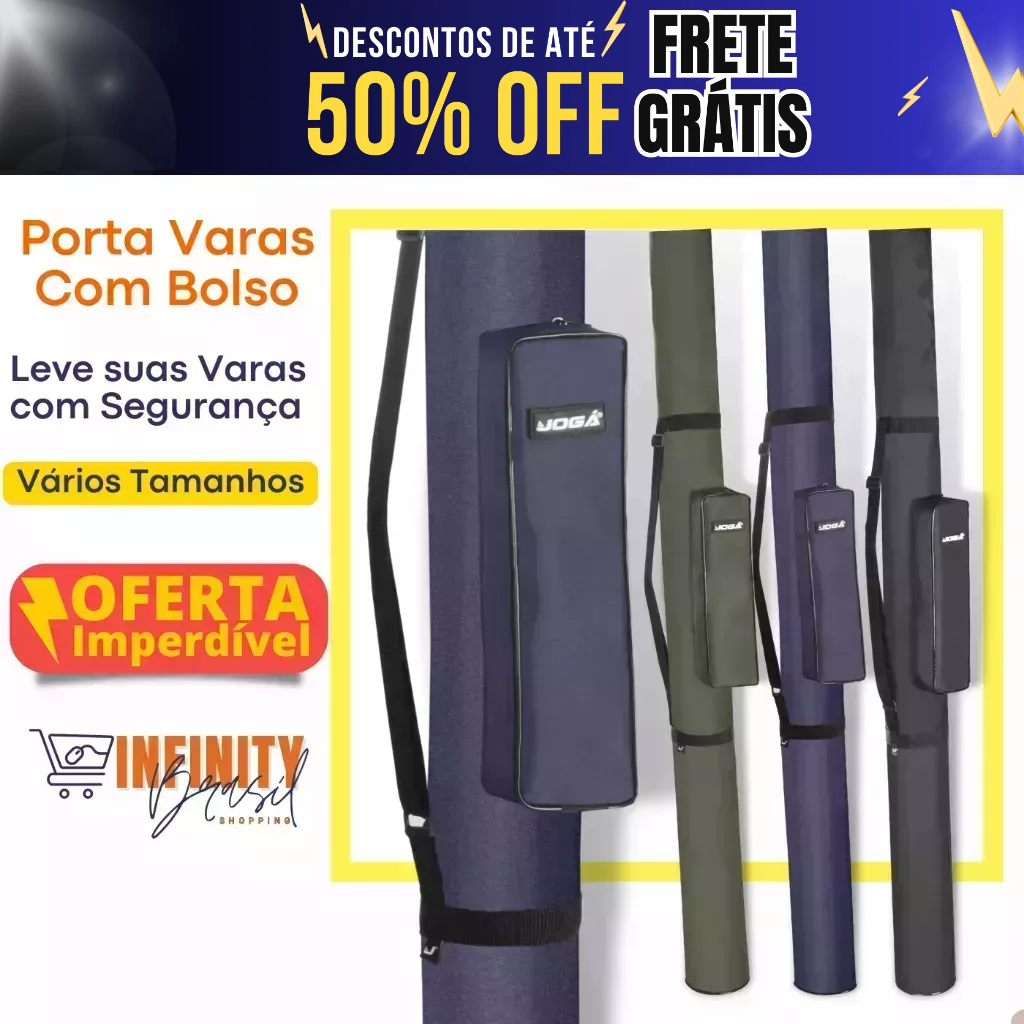 Porta Varas Com Bolso Lateral Jogá Todos Tamanhos Reforçado