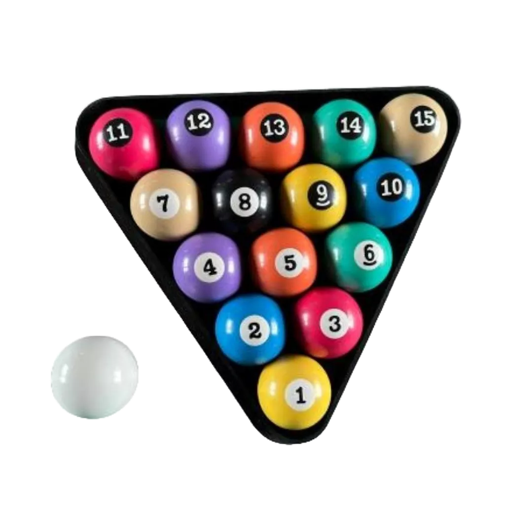 Jogo de Bola Numerada Sinuca e Bilhar 50 mm com Triangulo Plástico + Bola  Branca 50mm, 54mm ou 56mm