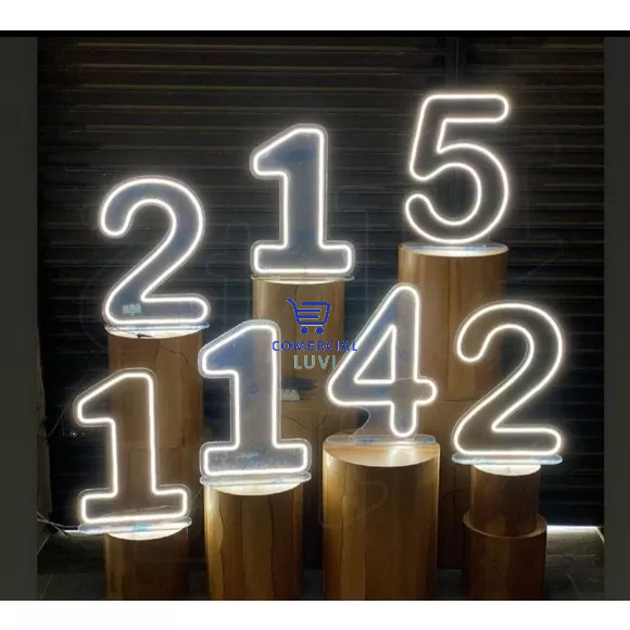 Painel Led Neon Numero Um Acrílico Transparente 60 cm