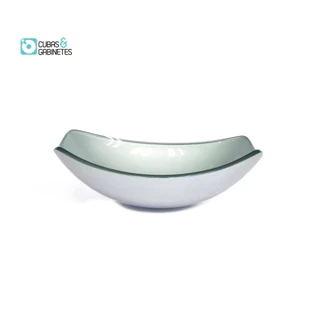 CUBA DE VIDRO OVAL CHANFRADA 46CM PRATA