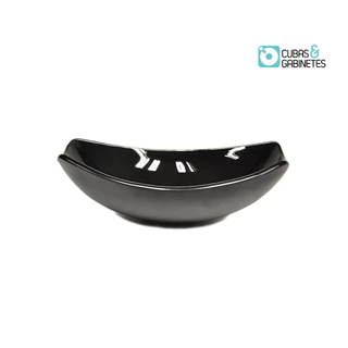 CUBA DE VIDRO OVAL CHANFRADA 46CM PRETA