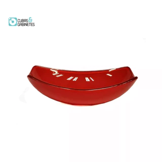 CUBA DE VIDRO OVAL CHANFRADA 46CM VERMELHO CEREJA