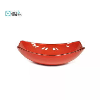 CUBA DE VIDRO OVAL CHANFRADA 46CM VERMELHO FERRARI