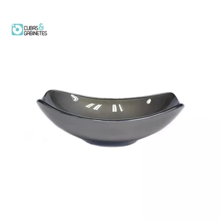CUBA DE VIDRO OVAL CHANFRADA 46CM GRAFITE
