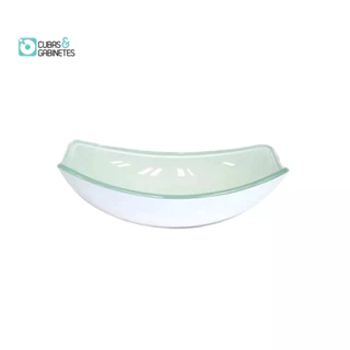 CUBA DE VIDRO OVAL CHANFRADA 46CM BRANCA