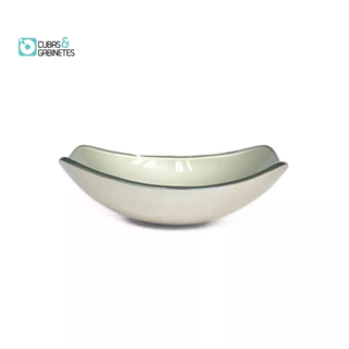CUBA DE VIDRO OVAL CHANFRADA 46CM CHAMPANHE