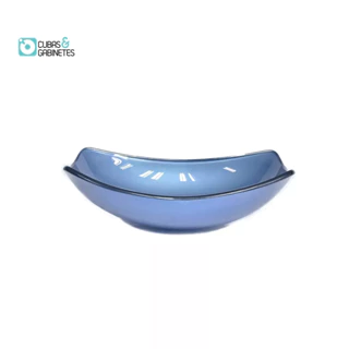 CUBA DE VIDRO OVAL CHANFRADA 46CM AZUL