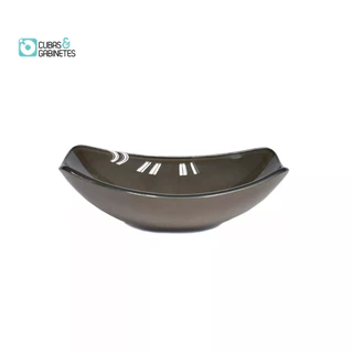 CUBA DE VIDRO OVAL CHANFRADA 46CM MARROM