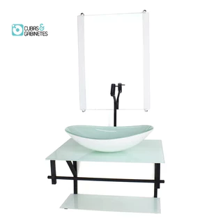 GABINETE DE VIDRO PARA BANHEIRO 60CM AP CUBA OVAL BRANCO FULL