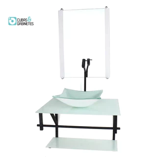GABINETE DE VIDRO PARA BANHEIRO 60CM AP CUBA QUADRADA BRANCO FULL