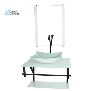 GABINETE DE VIDRO PARA BANHEIRO 60CM AP CUBA RETANGULAR BRANCO FULL