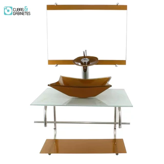 GABINETE DE VIDRO INOX PARA BANHEIRO 60CM RETANGULAR MÁRMORE BRANCO DOURADO