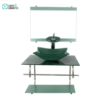 GABINETE DE VIDRO INOX PARA BANHEIRO 60CM RETANGULAR MÁRMORE VERDE
