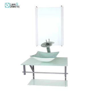 GABINETE DE VIDRO PARA BANHEIRO 60CM AC CUBA QUADRADA BRANCO FULL