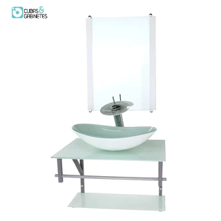 GABINETE DE VIDRO PARA BANHEIRO 60CM AC CUBA OVAL BRANCO FULL