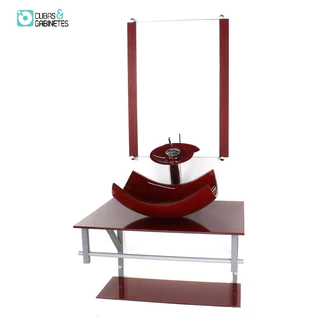 GABINETE DE VIDRO PARA BANHEIRO 60CM AC CUBA RETANGULAR CURVADA VERMELHO CEREJA FULL