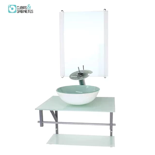GABINETE DE VIDRO PARA BANHEIRO 60CM AC CUBA REDONDA BRANCO FULL