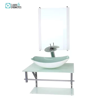 GABINETE DE VIDRO PARA BANHEIRO 60CM AC CUBA OVAL CHANFRADA BRANCO FULL