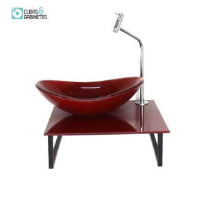 KIT CUBA DE VIDRO OVAL 10MM COM TAMPO 40CM VERMELHO CEREJA FULL E SUPORTE PRETO