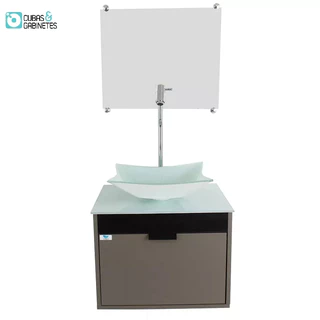 Gabinete Armário Banheiro 40cm Cuba Quadrada Branca