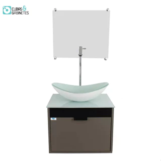 Gabinete Armário Banheiro 40cm Cuba Oval Branca