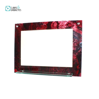 ESPELHO PARA BANHEIRO COM PRATELEIRA 60CM X 45CM MÁRMORE AVERMELHADO