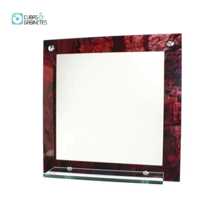 ESPELHO PARA BANHEIRO COM PRATELEIRA 40CM X 40CM MÁRMORE AVERMELHADO