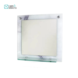 ESPELHO PARA BANHEIRO COM PRATELEIRA 40CM X 40CM MÁRMORE BRANCO