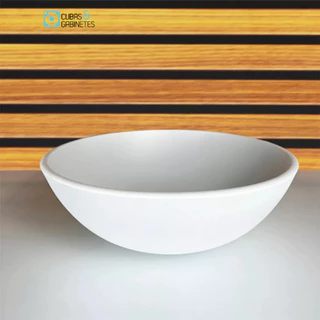 CUBA DE VIDRO REDONDA 35CM BRANCO FOSCO