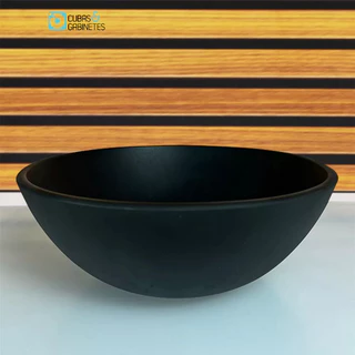 CUBA DE VIDRO REDONDA 35CM PRETO FOSCO