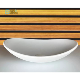 CUBA DE VIDRO OVAL 47CM BRANCO FOSCO