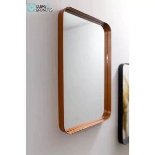 ESPELHO LUXO QUADRADO RETRÔ 60X60CM BANHEIRO SALA QUARTO HALL MOLDURA ROSE GOLD