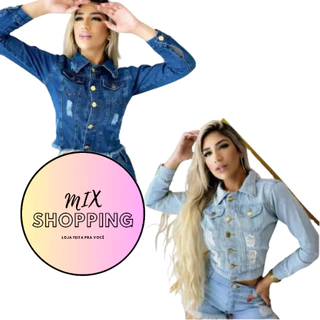 kIT 2 Jaquetas Feminina Estilo Boyfriend Jaqueta Jeans Escura e Clara sem Lycra