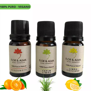 Kit especial Bergamota Limão Siciliano e Capim Limão com 3 óleos essenciais de 10ml cada