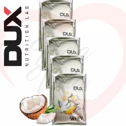 Dux Nutrition sache Kit 5 Saches Whey Protein Fresh Sabor Unico Coco e Abacaxi