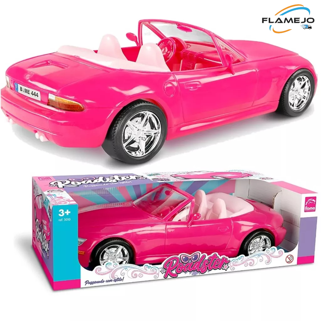 Carro Super Conversível Para Barbie Pink Grande 60 Cm Líder