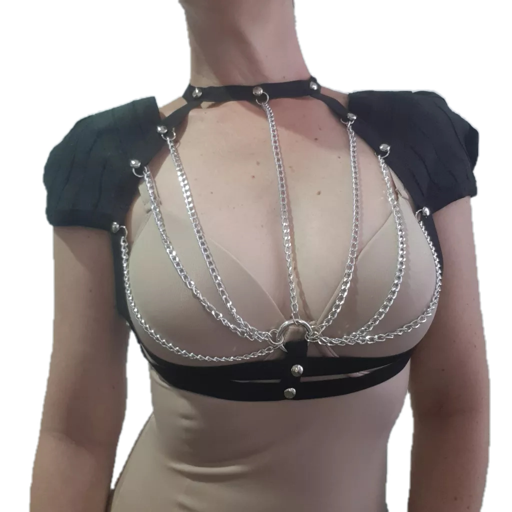 Cropped blusa feminina harness bra Luxury arreio com mangas e