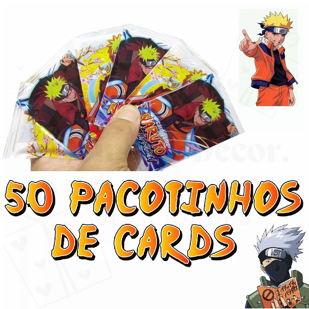 200 Cards Naruto = 50 Pacotes Fechados Para Meninos Brincar tipo figurinhass brincar Bafo super trunfo