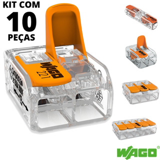 Conector Elétrico Emenda e Derivação Wago Original 2 vias 3 vias e 5 vias - 4mm e 6mm