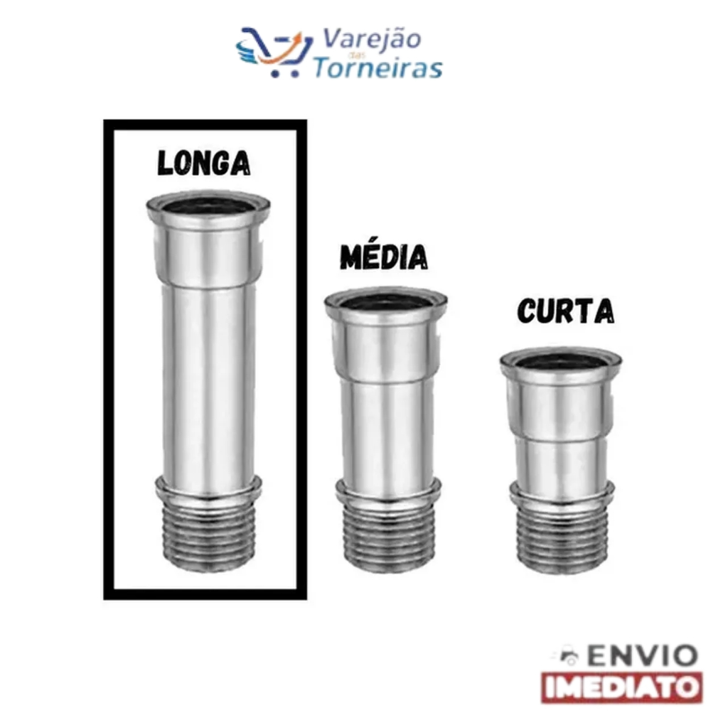 Extensor Conector De Torneira Longa 1/2 X 1/2 Metal Cromada