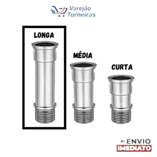 Extensor Conector De Torneira Longa 1/2 X 1/2 Metal Cromada