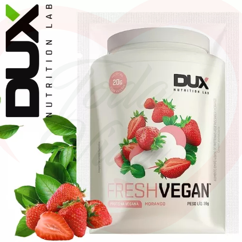 Fresh Vegan Proteina Vegana Morango Sache 26g – Dux Nutrition