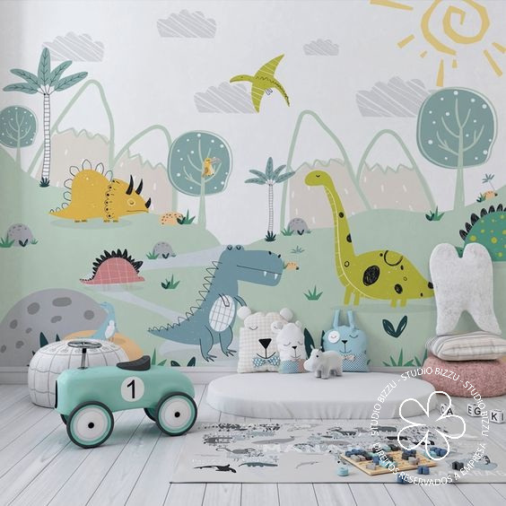 Papel de Parede Parque Dinossauro Rex Painel Infantil GG509